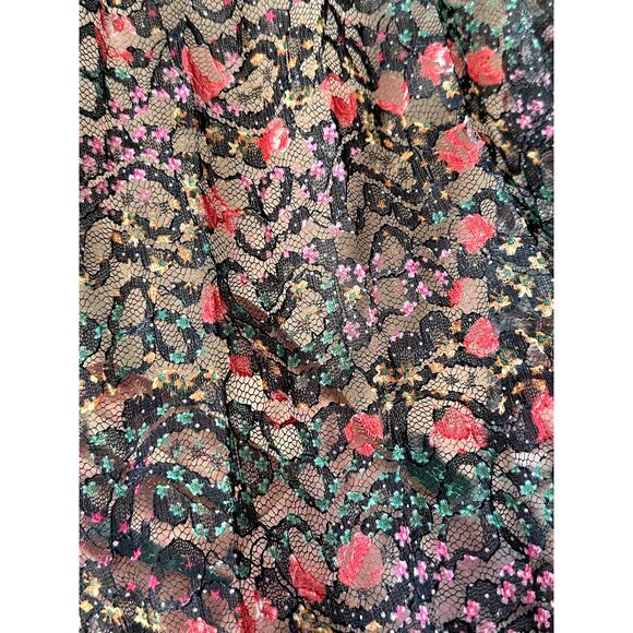 NWT Sz L Pleated Floral Lace Skirt w Elastic Waist Cottagecore Whimsigoth - Picture 3 of 5